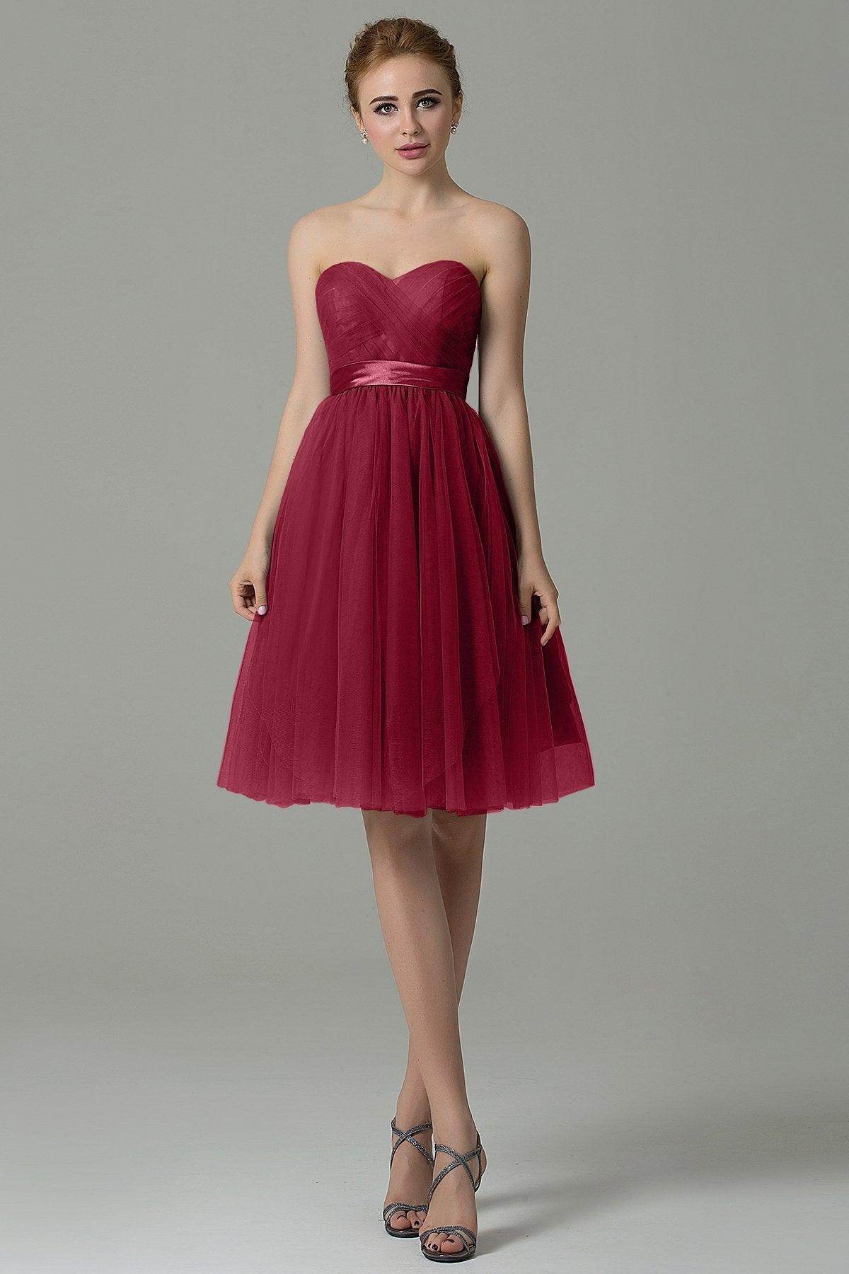 A-Line Knee Length Tulle Bridesmaid Dress COZM15016 - COCOMELODY